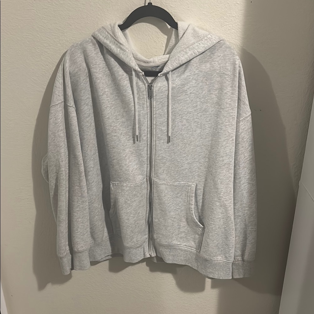 Old Navy grey zip-up and Old Navy blue crewneck